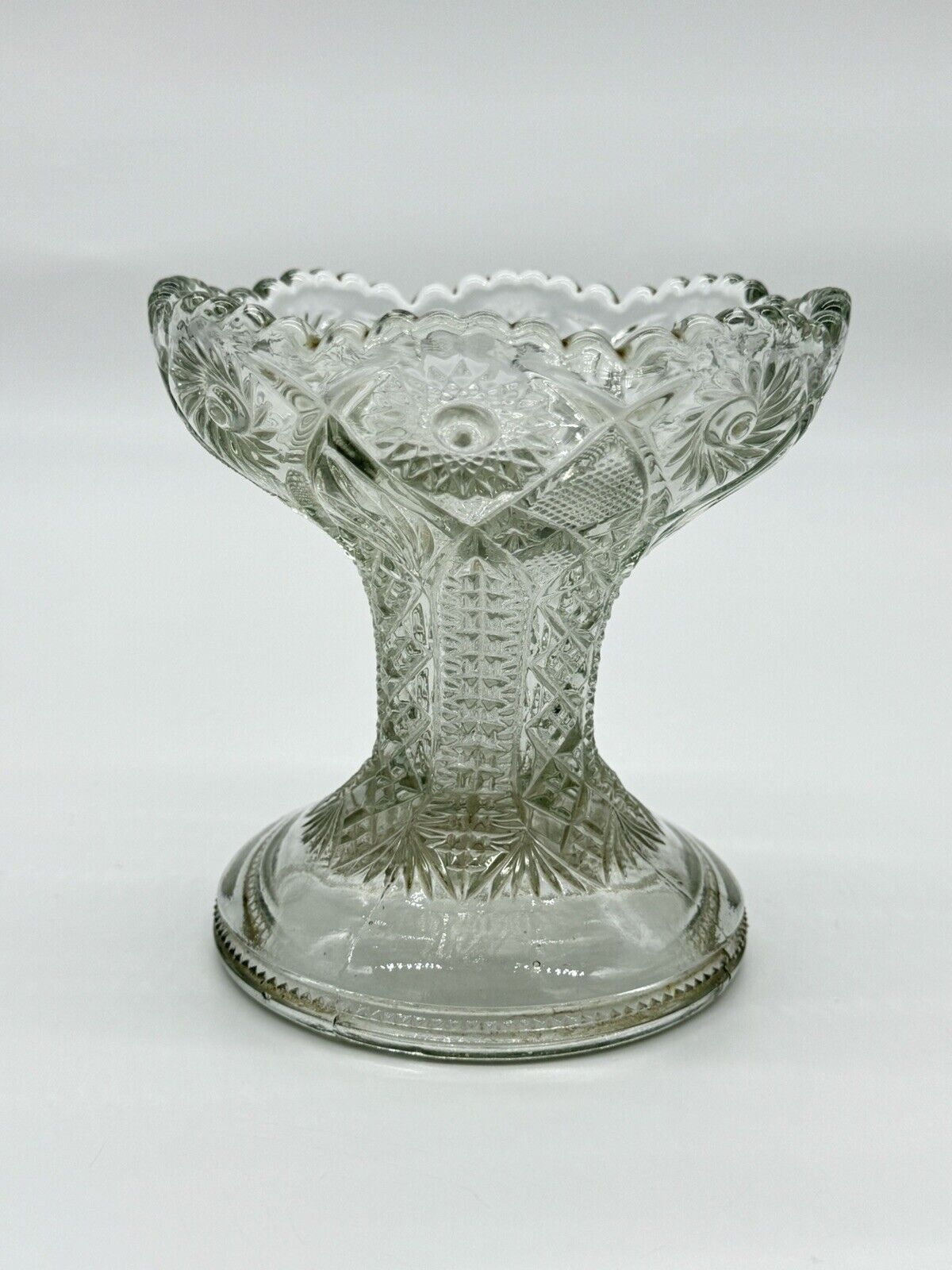 Vintage Cut Crystal Footed Bowl 5.5 " Tall