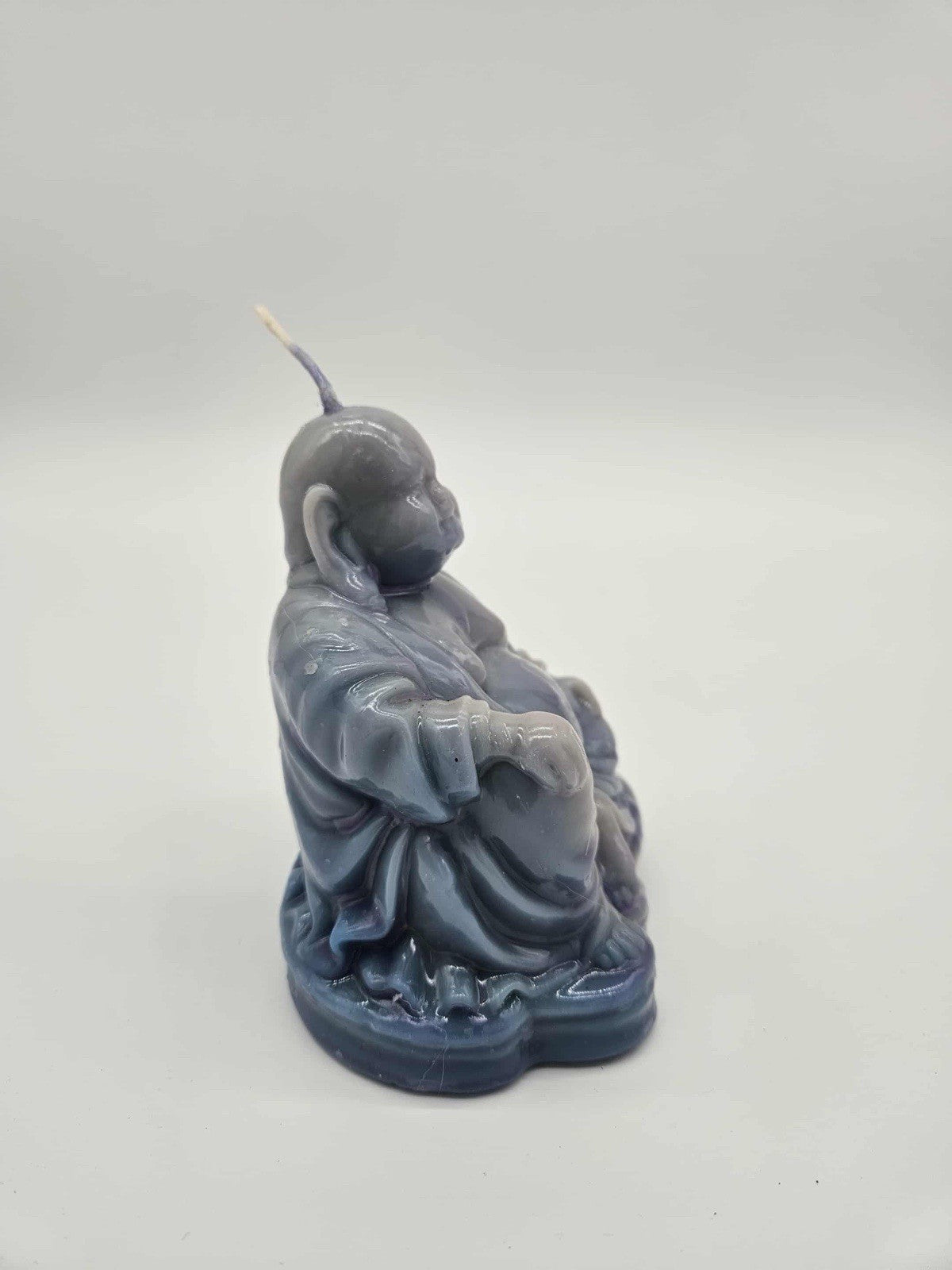 NEW Mario Luca Giusti Ceramic-Look Little Buddha Candle Blue/Grey