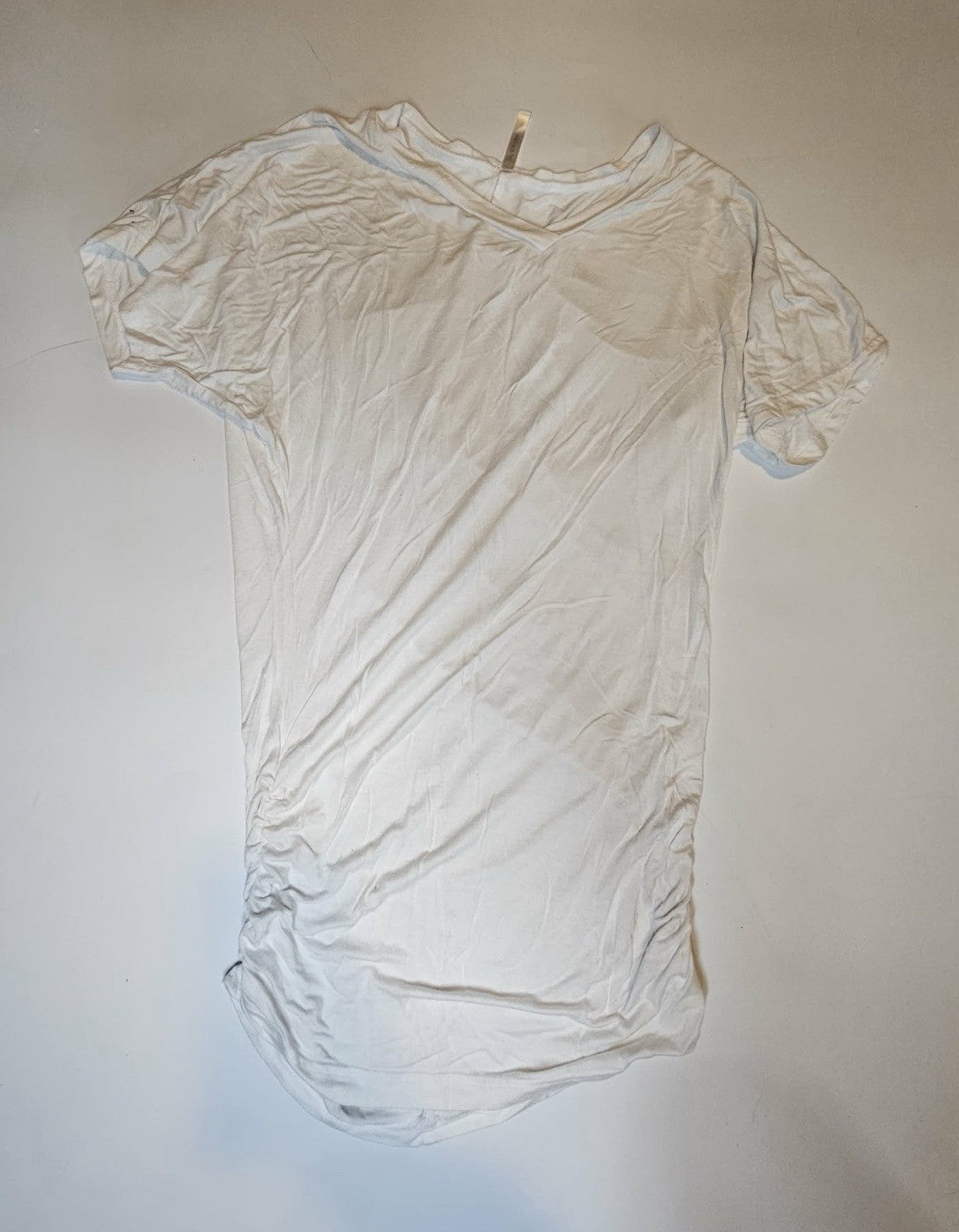 Alani White Ruched T Shirt Dress Short Sleeve Women’s Small