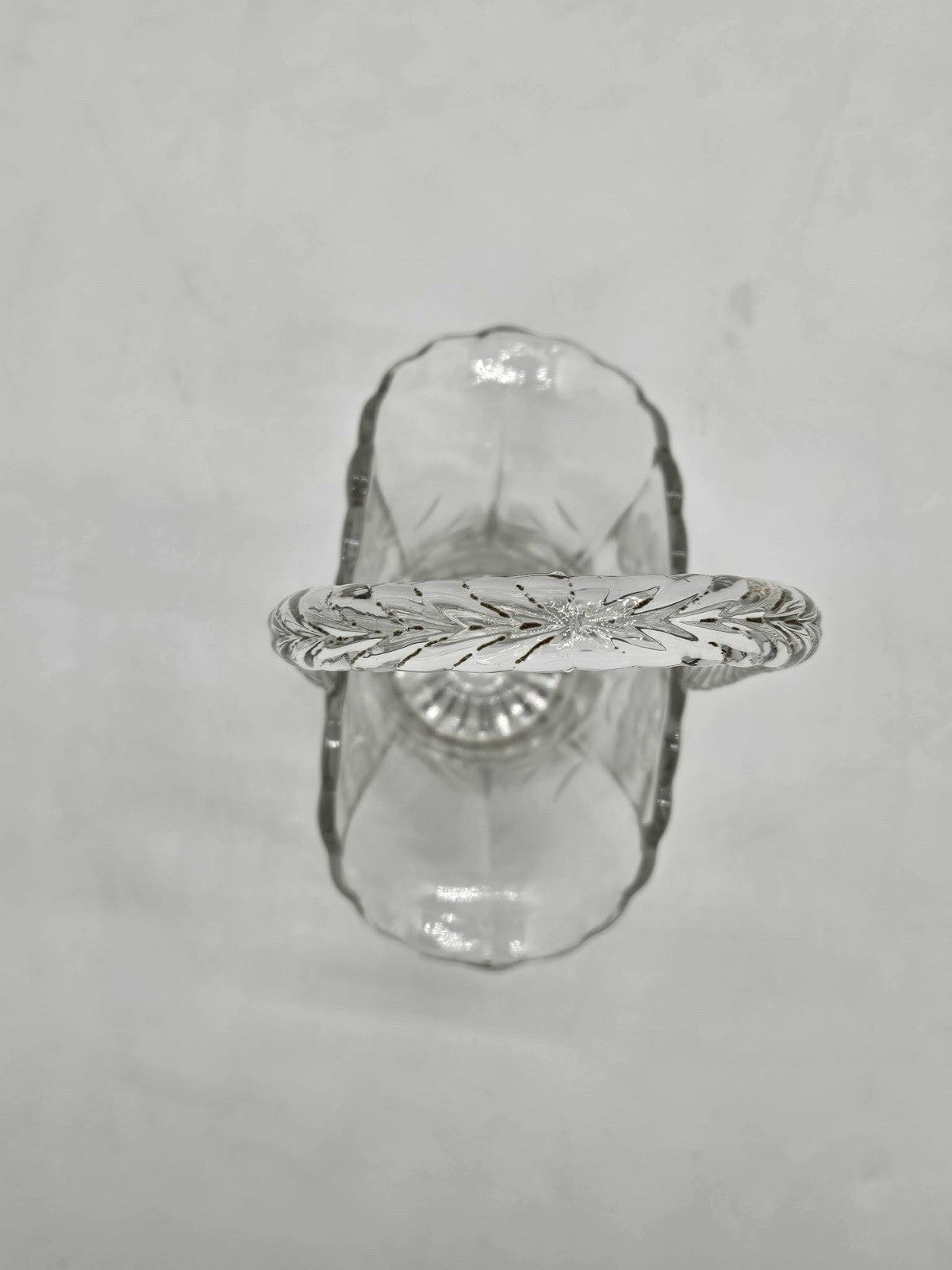 Vintage Clear Pressed Glass Basket with Etched Flowers