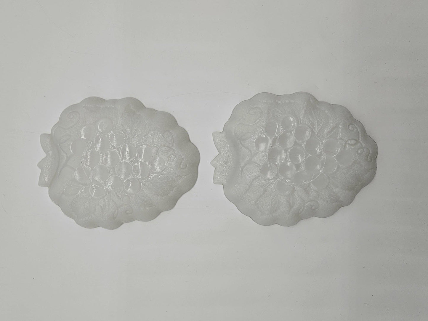 Vintage Milk Glass Candy Trinket Dish Set of 2 Hazel Atlas Grape White