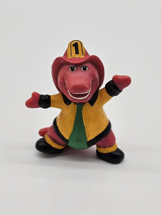 Vintage 1993 BARNEY AS FIREMAN DINOSAUR  CAKE TOPPER FIGURE  PLAY Cake Topper