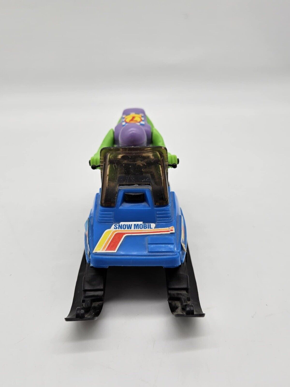 Vintage 6" long Dorney Park Friction Snowmobile Toy W/ Rider