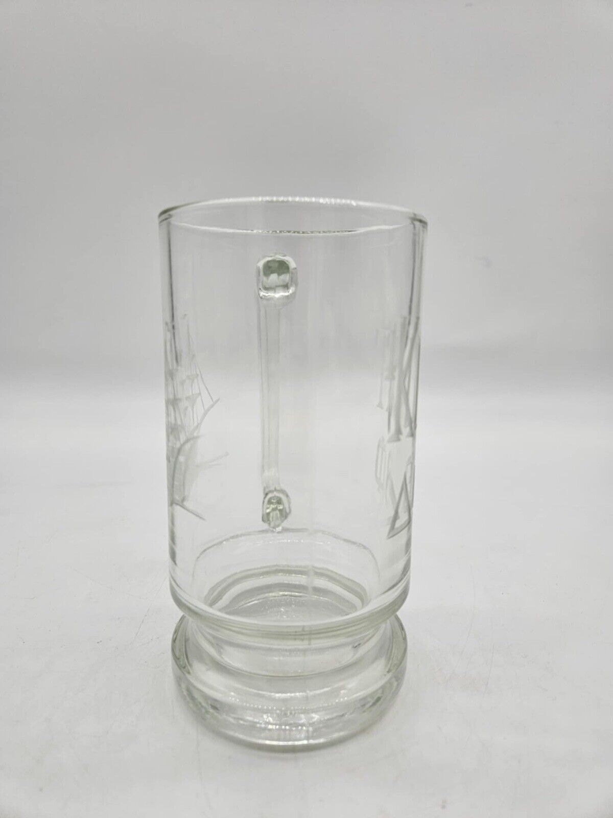 Clipper Ship Etched Glass Beer Mug