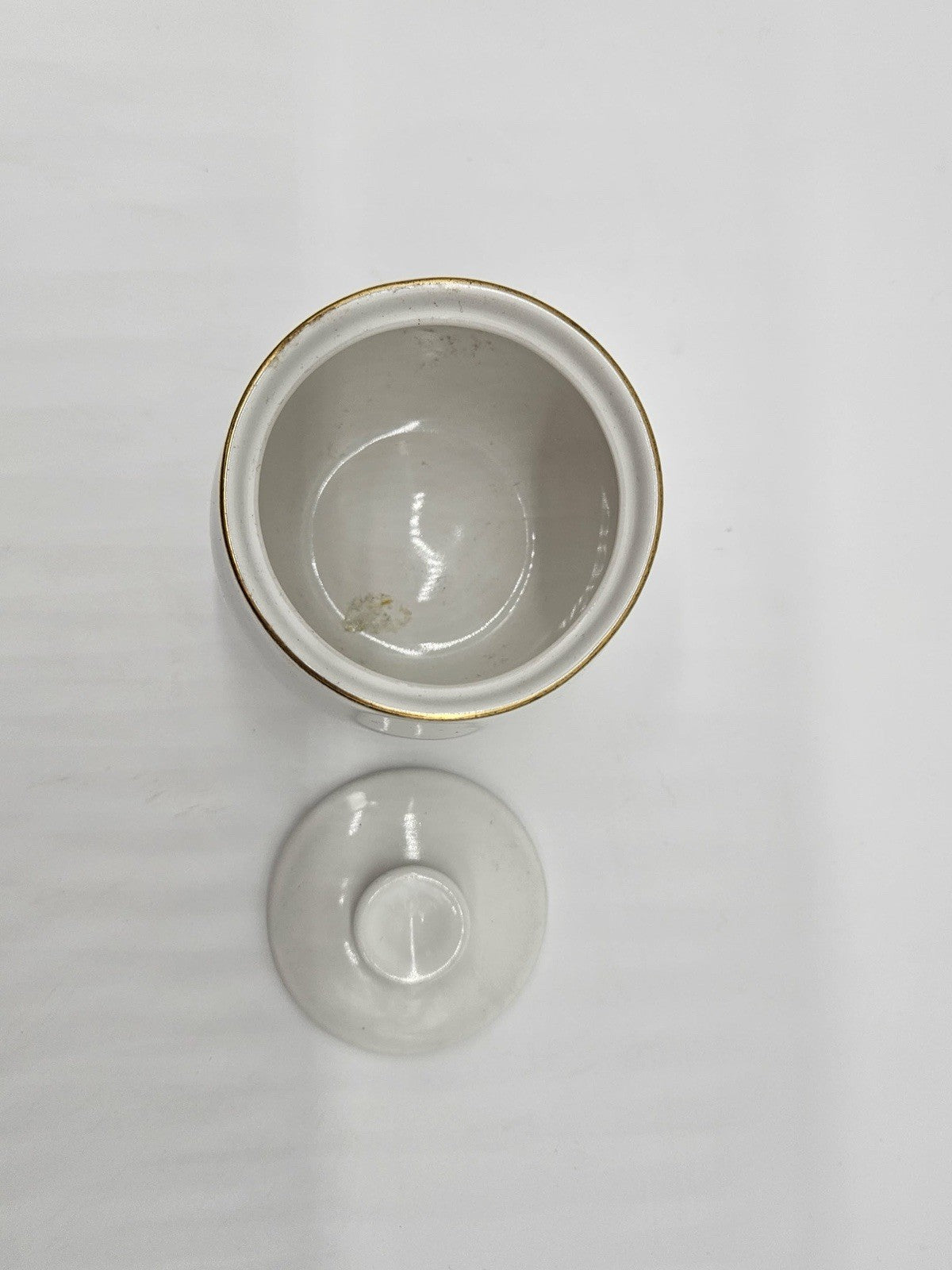 Vintage Centura by Corning White Lidded Jar Canister Gold Trim Mid Century