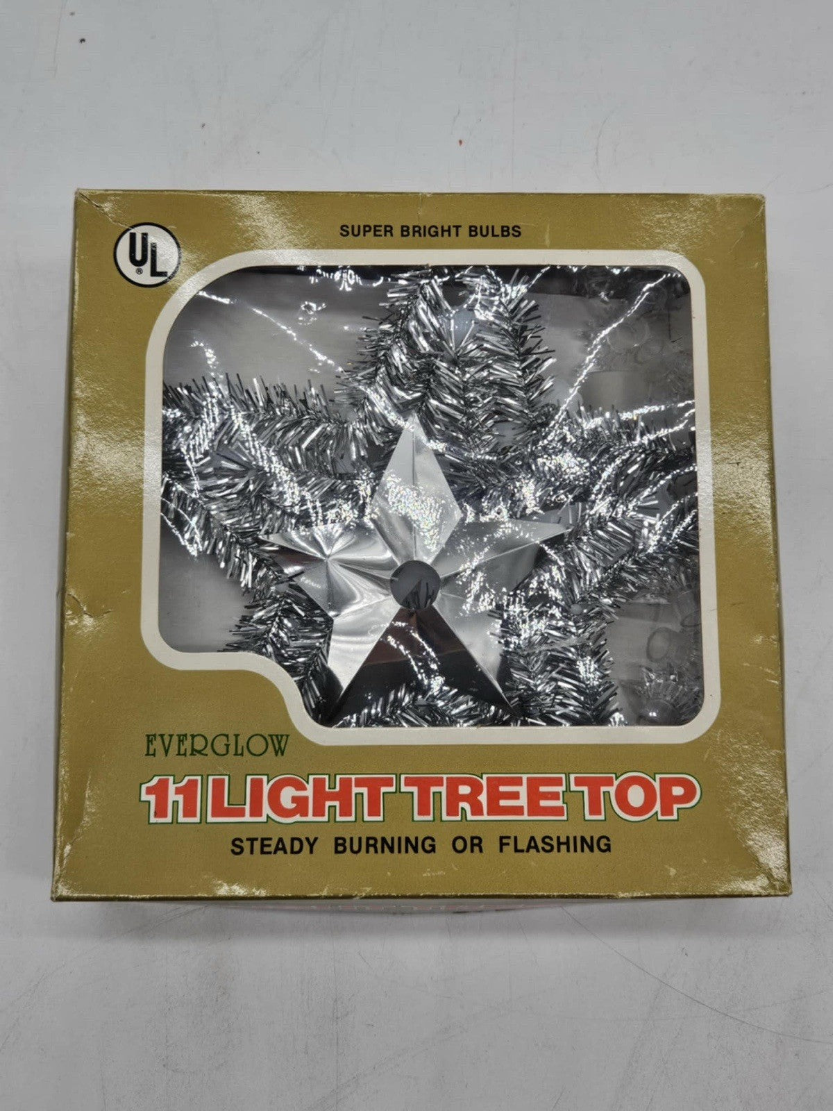 VINTAGE EVERGLOW CHRISTMAS TREE TOP STAR TOPPER WORKS TESTED