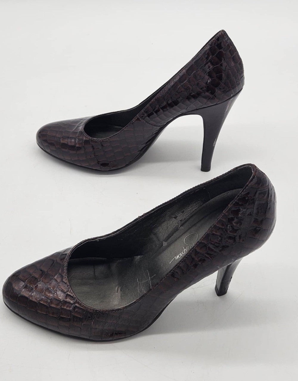 Jessica Simpson 7.5 Women Leather Pumps Alligator Print  Brown