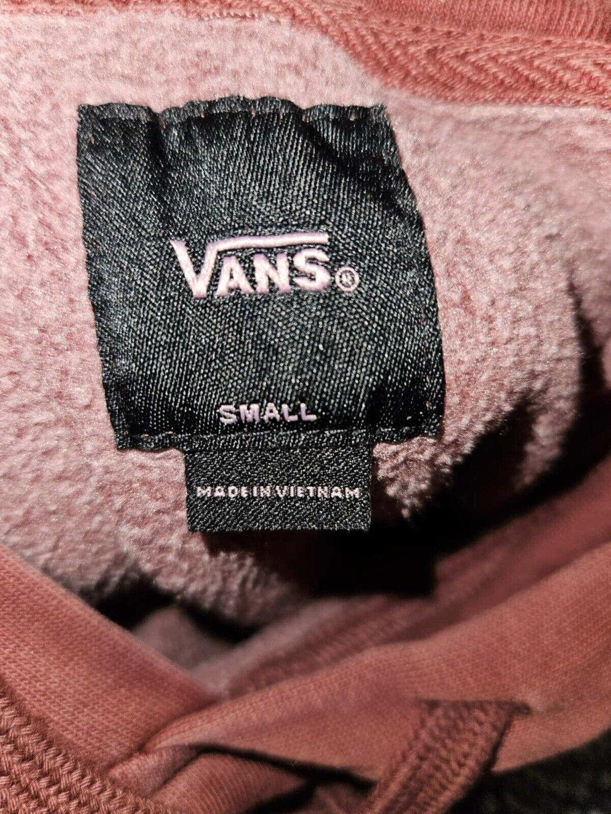 VANS. Faded Maroon Look Pullover Hoodie wih Pocket Front Logo Sz Small