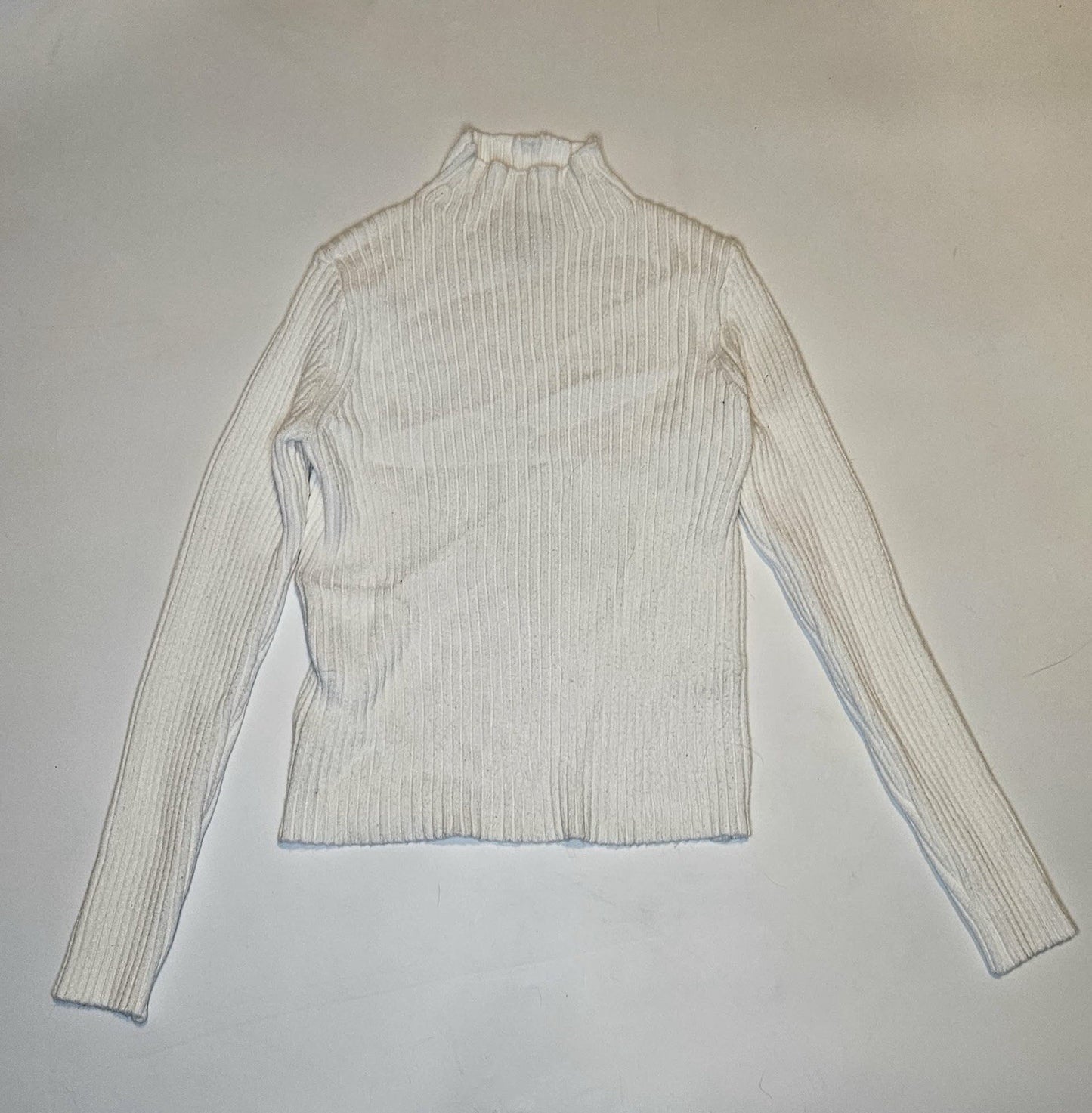 Industry Women’s Ivory Ribbed Mock Neck Sweater Long Sleeve Sz M