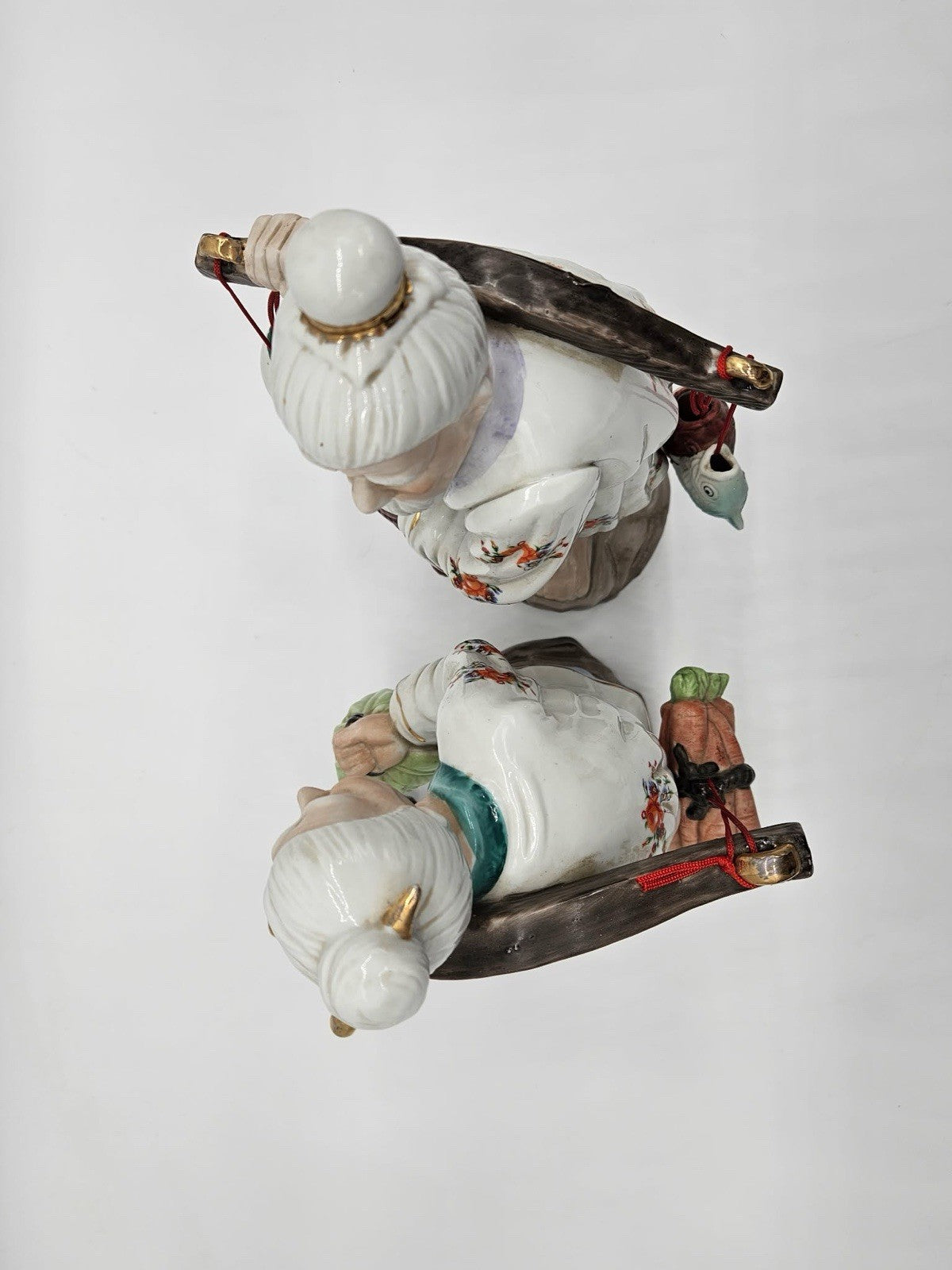 Heavy Weight 1960s 13.5-14" Rare Ceramic Porcelain Old Chinese Couple Working