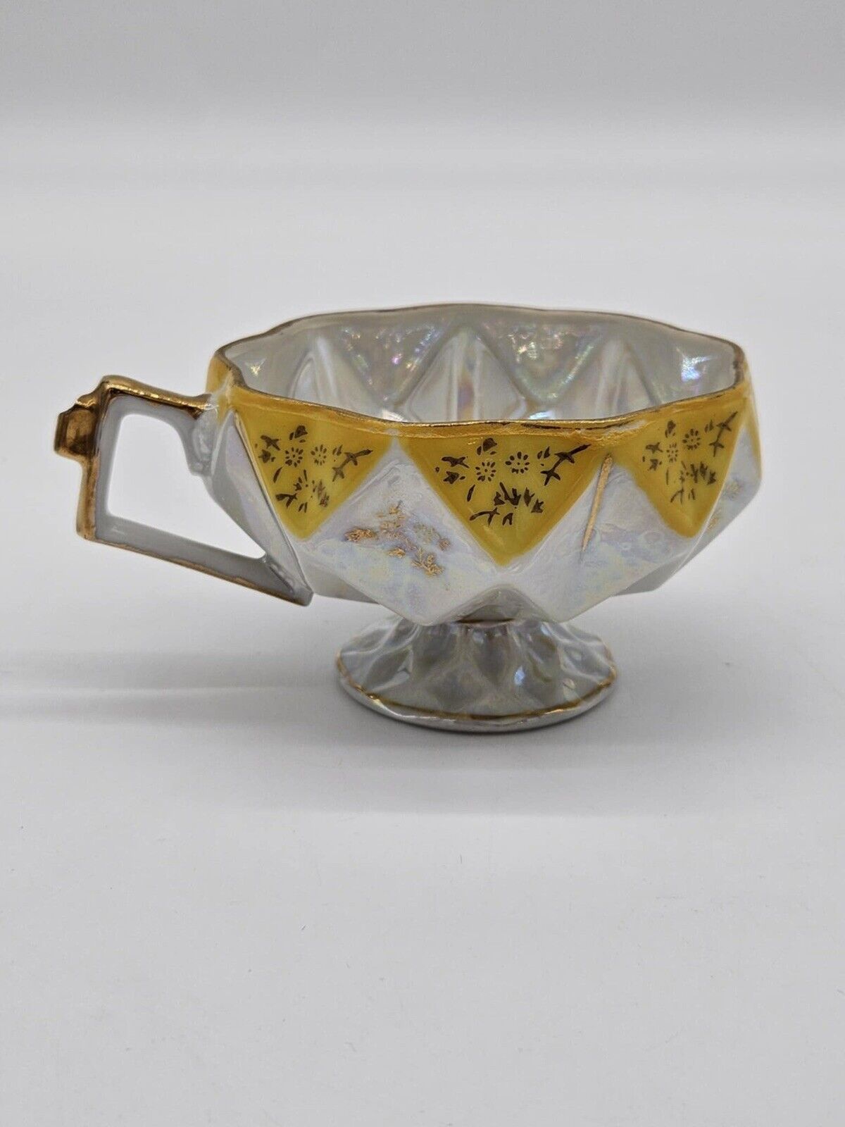 Vintage Royal Sealy Teacup Yellow Diamond Lusterware