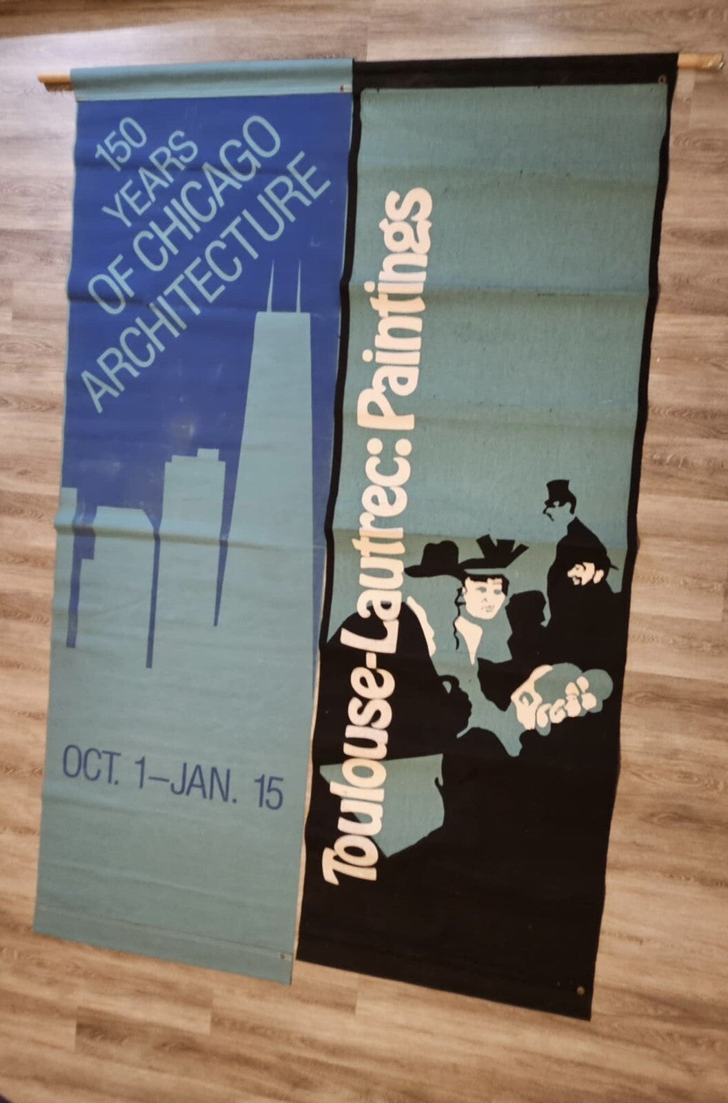 Vintage 1983 Chicago Art Museum Banners Toulouse-Lautrec: Paintings Exhibit