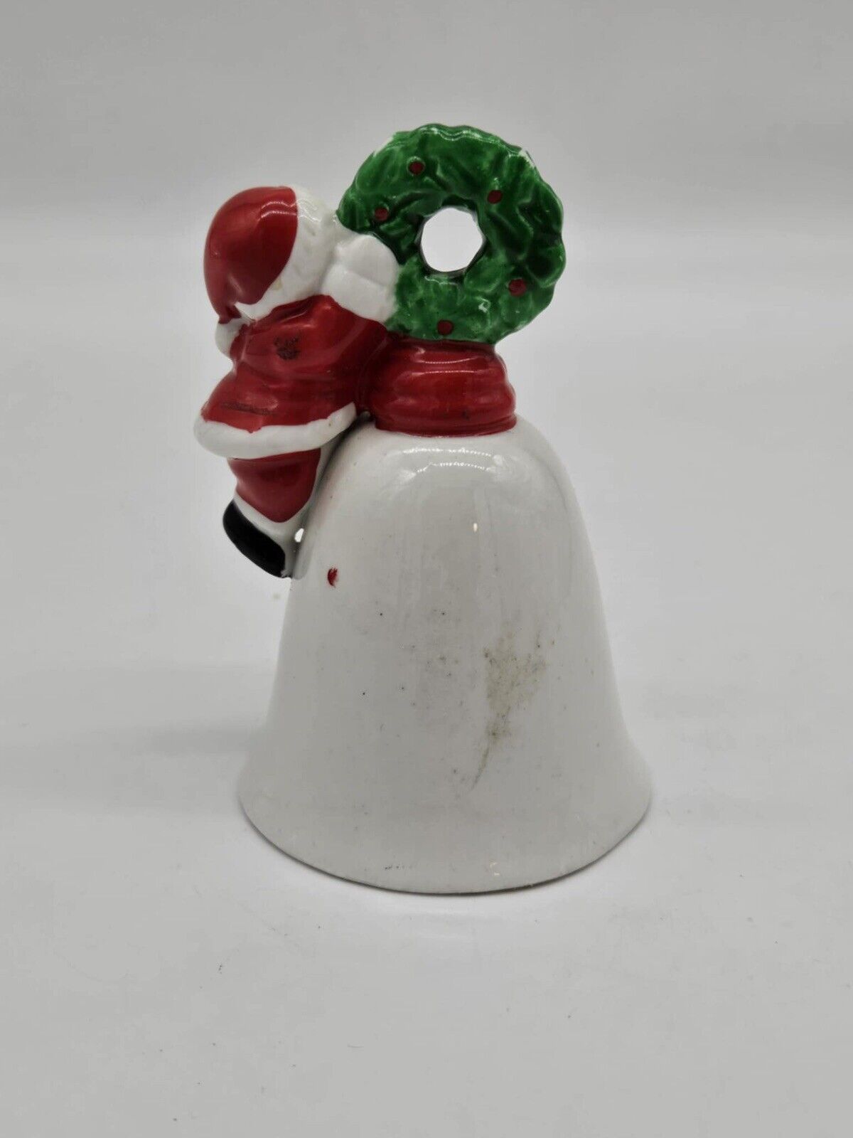 Vintage Ceramic Porcelain Bell Santa Clause Figurine Christmas Ornament