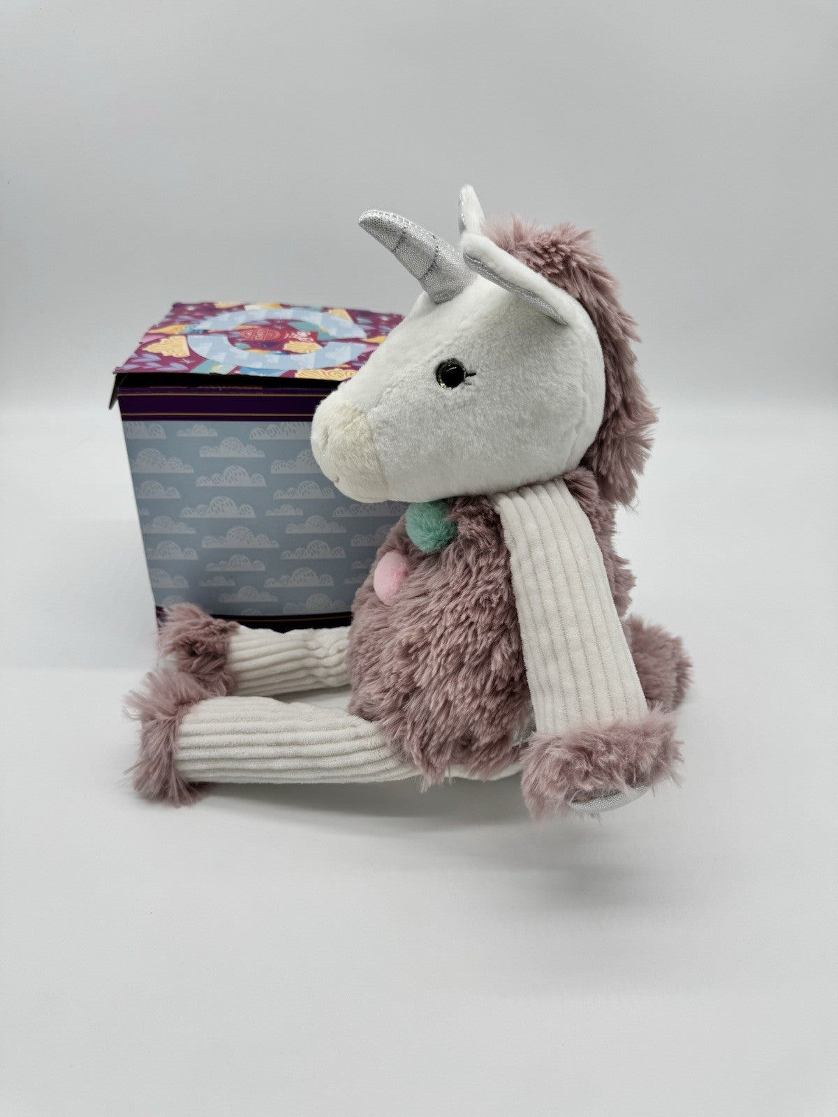 Scentsy Buddy Dazzle the Unicorn White Pink Pom Poms Stuffed Animal