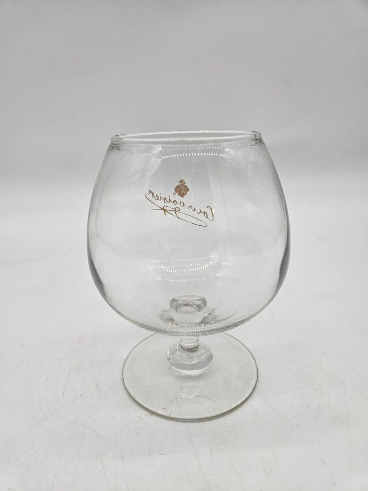 Courvoisier Snifter Cognac Brandy Glass Gold Cursive Signature And Logo