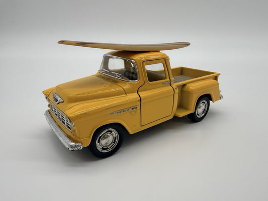 KINSMART 1:32 scale 5'' Yellow 1955 Chevy Sidestep  Pickup w/ Surf Board