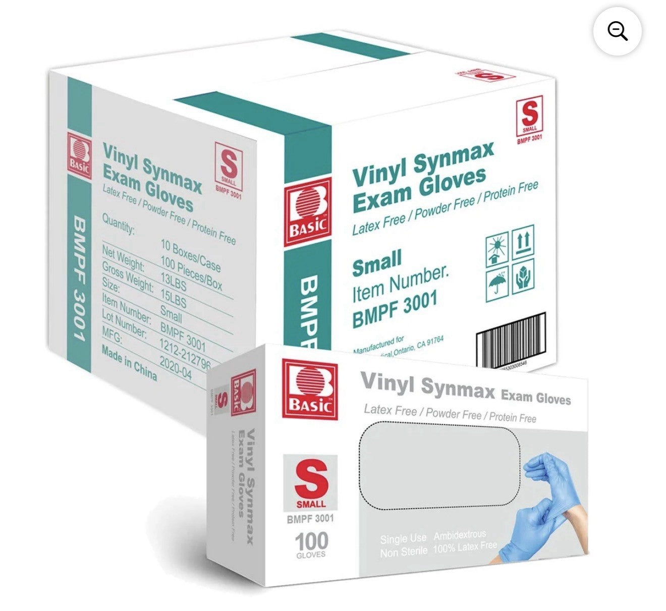 BASIC Medical Disposable Black Vinyl Synmax Exam Gloves Powder & Latex Free Case