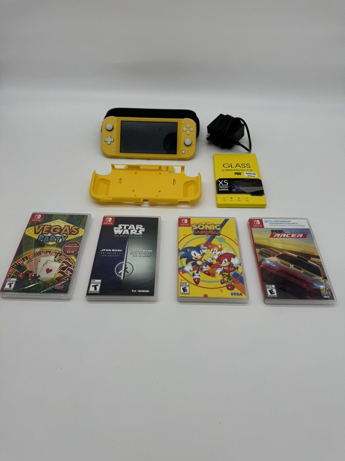 Nintendo Switch Lite Yellow Handheld Console Lot w/ Case, Charger, Games & MORE
