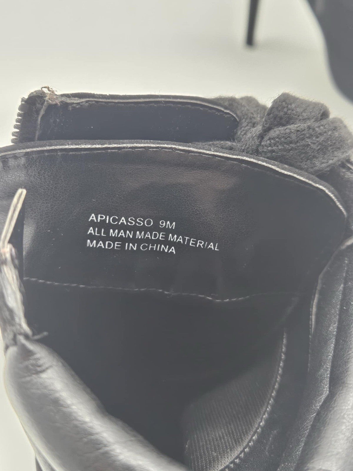 Andiamo High Heel Booties Black Size 9 Faux Suede Zipper Lace up Stiletto