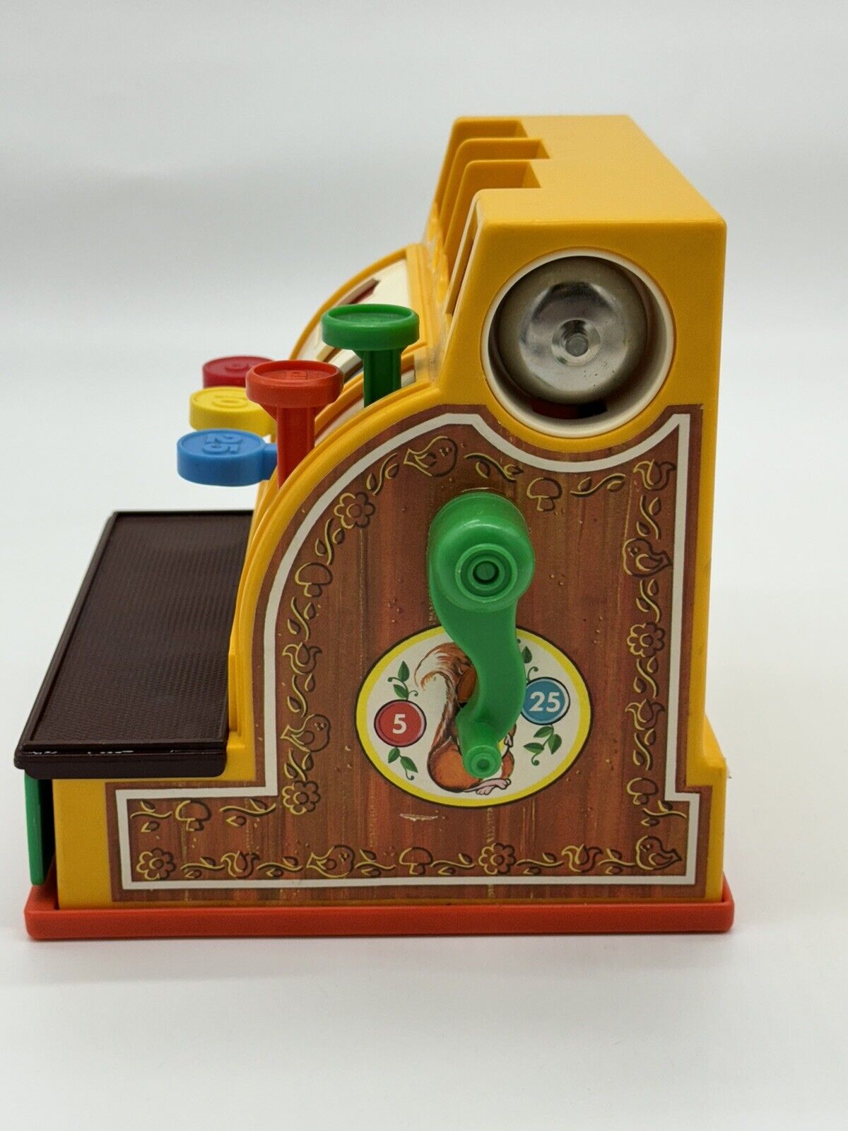 VINTAGE 1974 Fisher Price CASH REGISTER with WORKING BELL WITH  3 COINS
