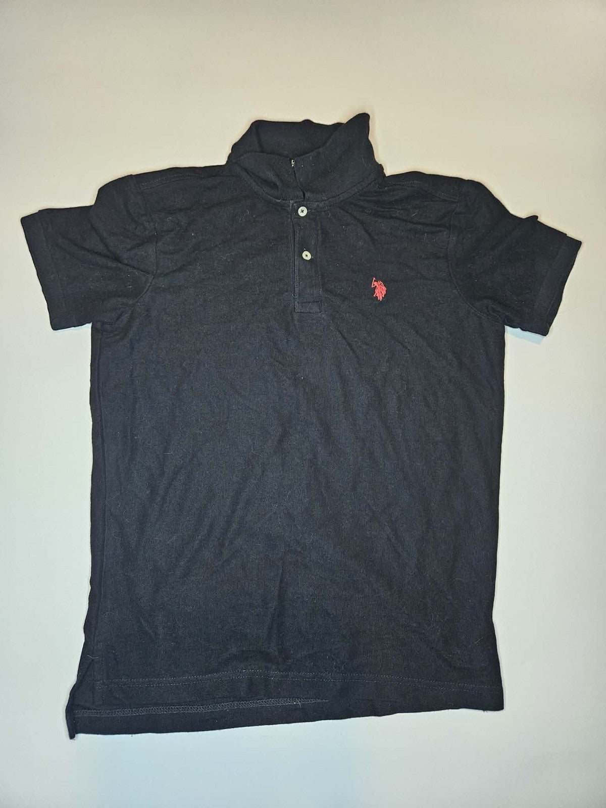 U.S. Polo Assn Black Performance Pique Polo Shirt Red Logo Men’s Small