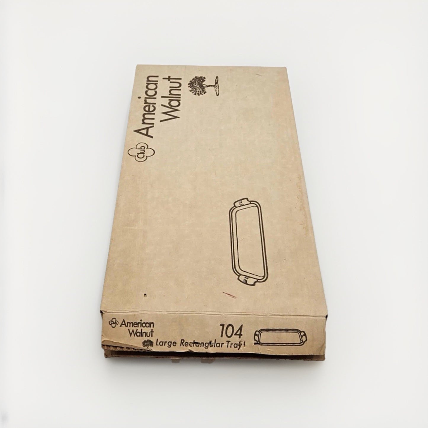 Club Aluminum Rectangular Stainless Bar Tray American Walnut Handles #104