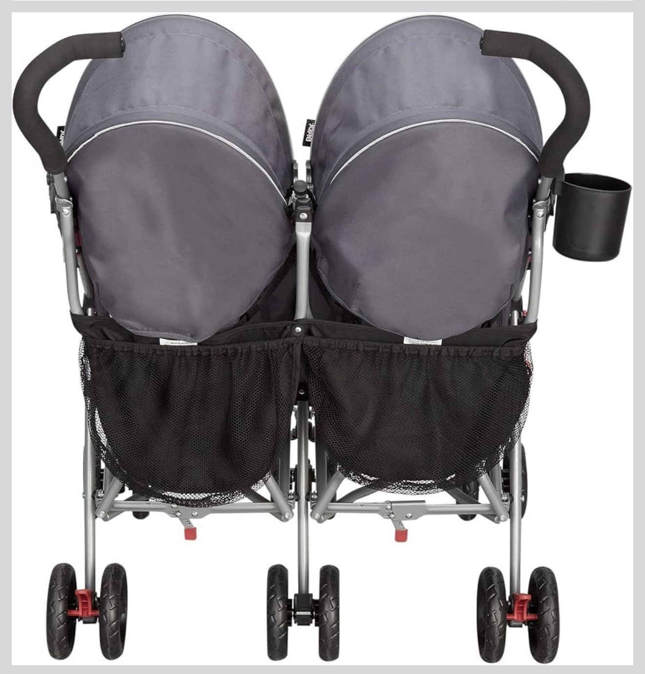 Grey Delta Children LX Side by Side Stroller - with Recline, Storage & Compact