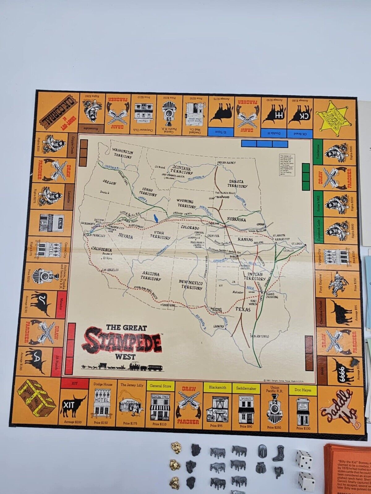 Vintage 1983 The Great Stampede West Monopoly Board Game - COMPLETE