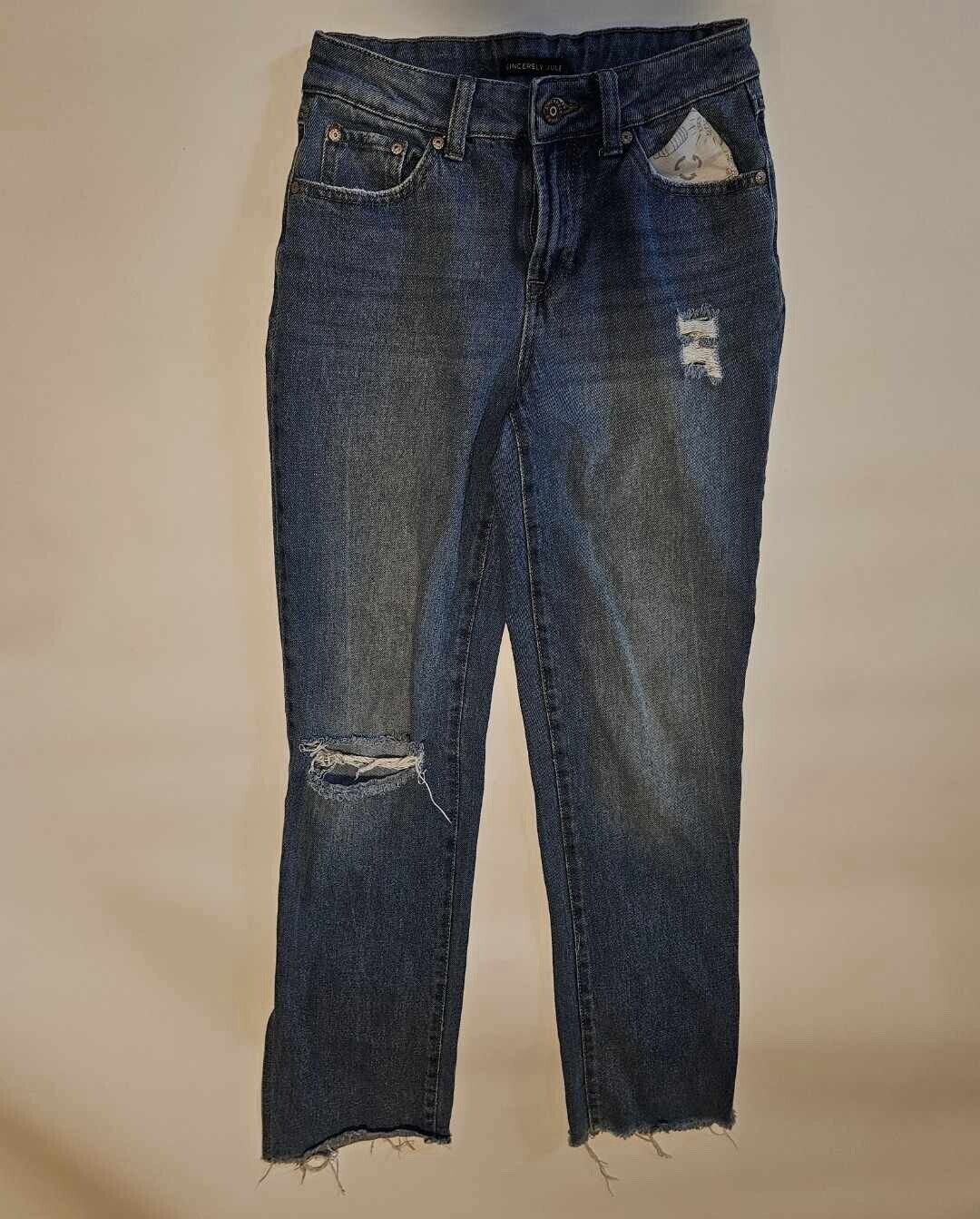 Sincerely Jules Women’s Juniors Medium Blue Washed Ripped Jeans Size: 1/25