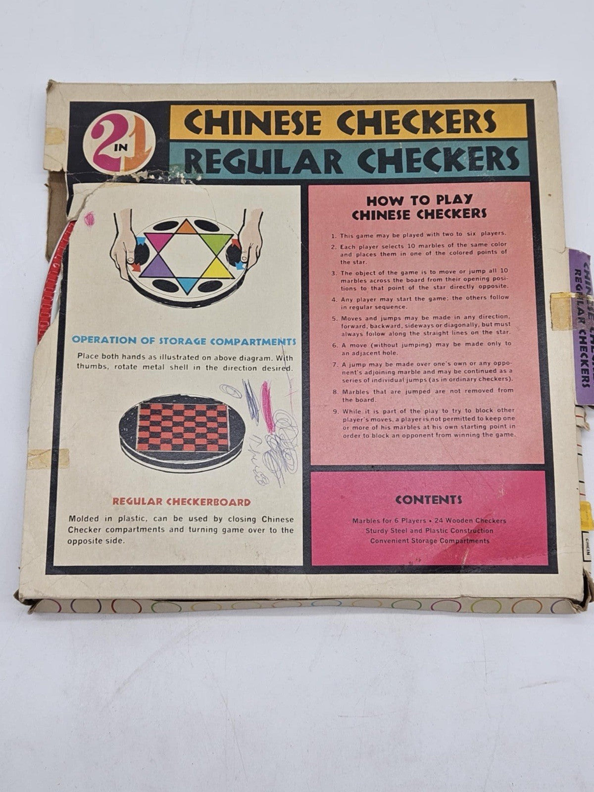 Vintage Chinese Checkers 2in1 Regular Checkers Chein