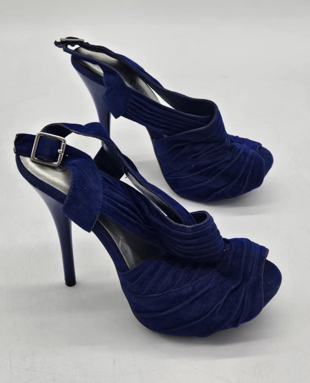Deb Royal Blue Velvet Sexy Women’s High Heel Sandals ~ Sz 8