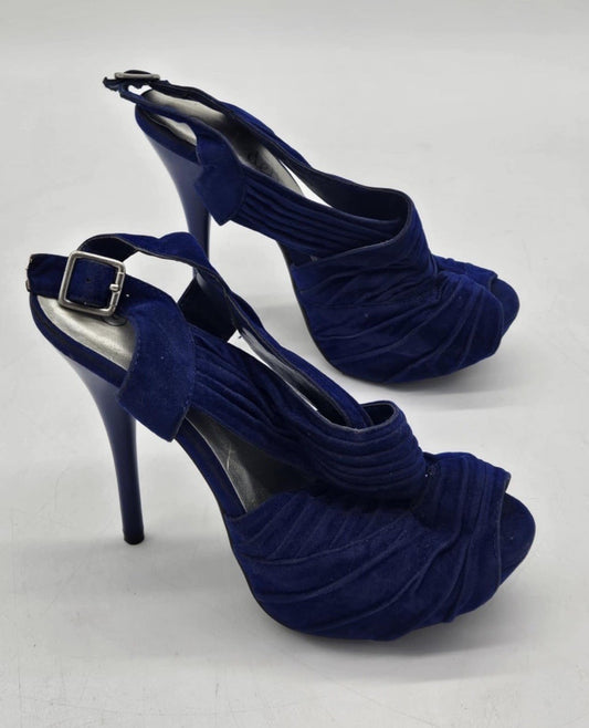 Deb Royal Blue Velvet Sexy Women’s High Heel Sandals ~ Sz 8