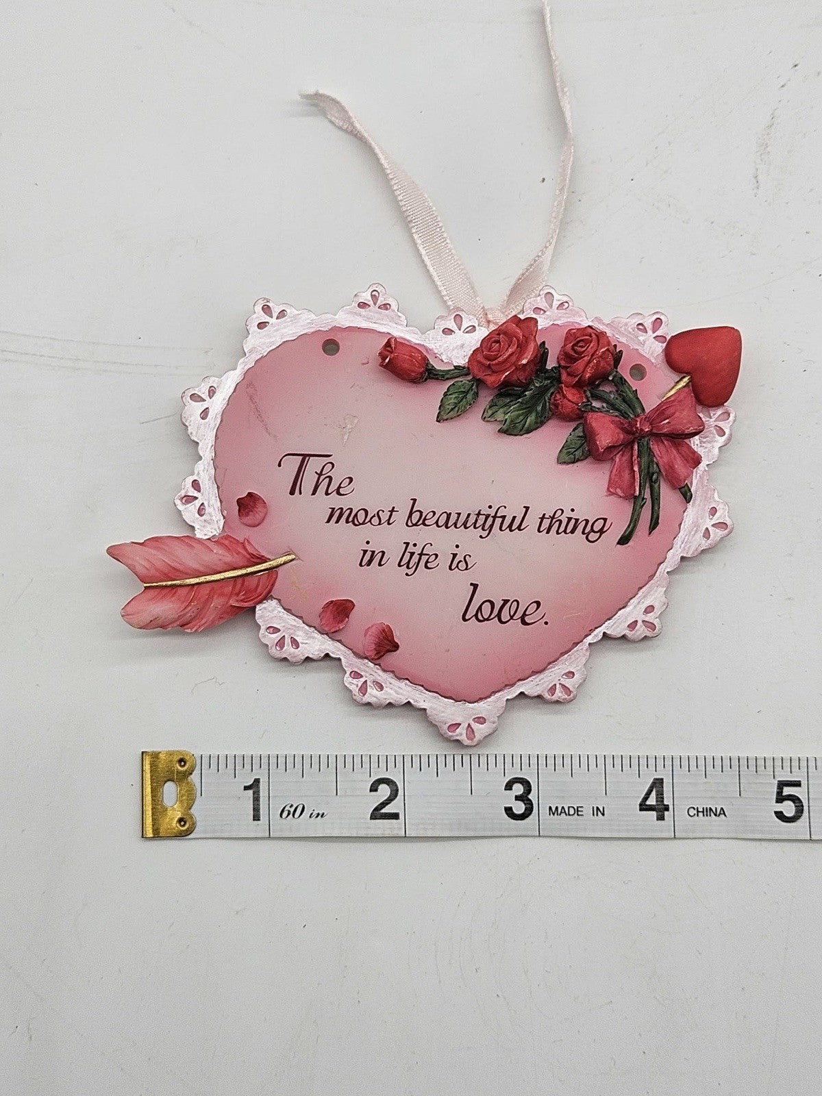 Enesco Signs of the Times Heart Wall Plaque “The Most Beautiful Thing Is Love”