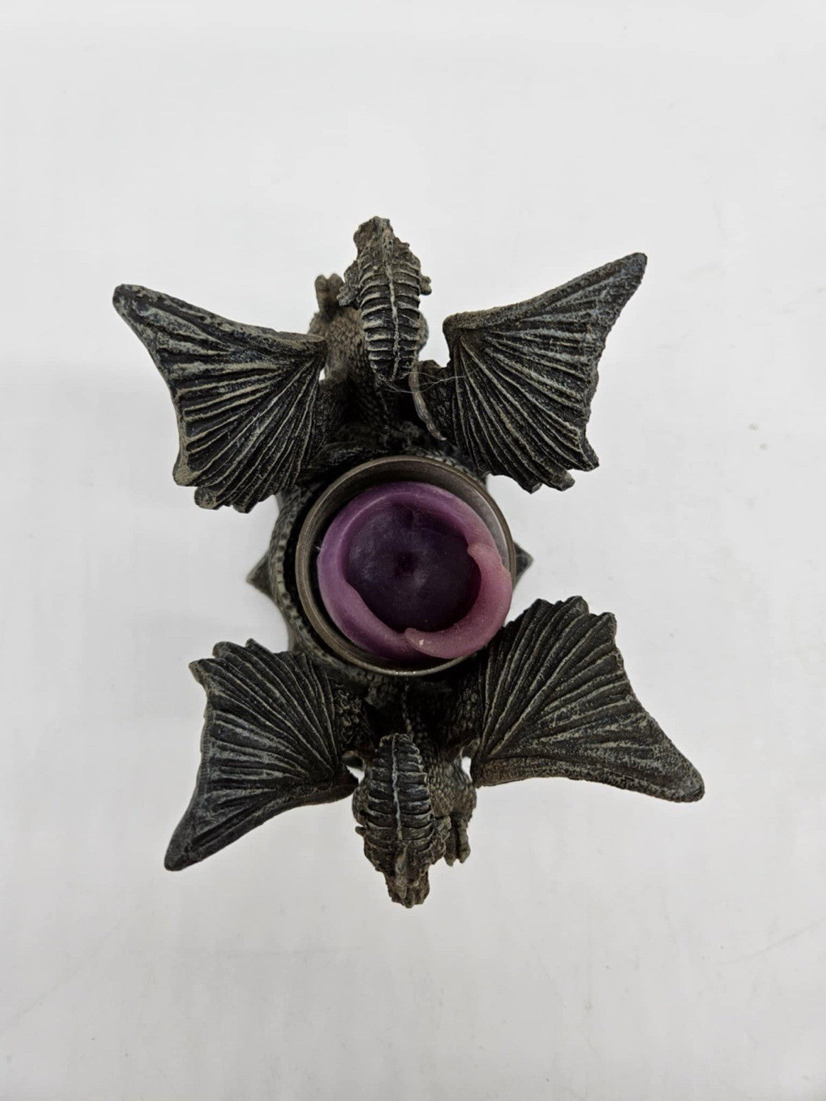 Medieval Dual Winged Dragon Votive Candle Incense Holder Resin