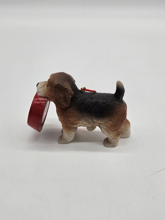 Vintage Beagle Dog Ornament W/ Dog Dish Resin 3 Inch Dog Gift Christmas