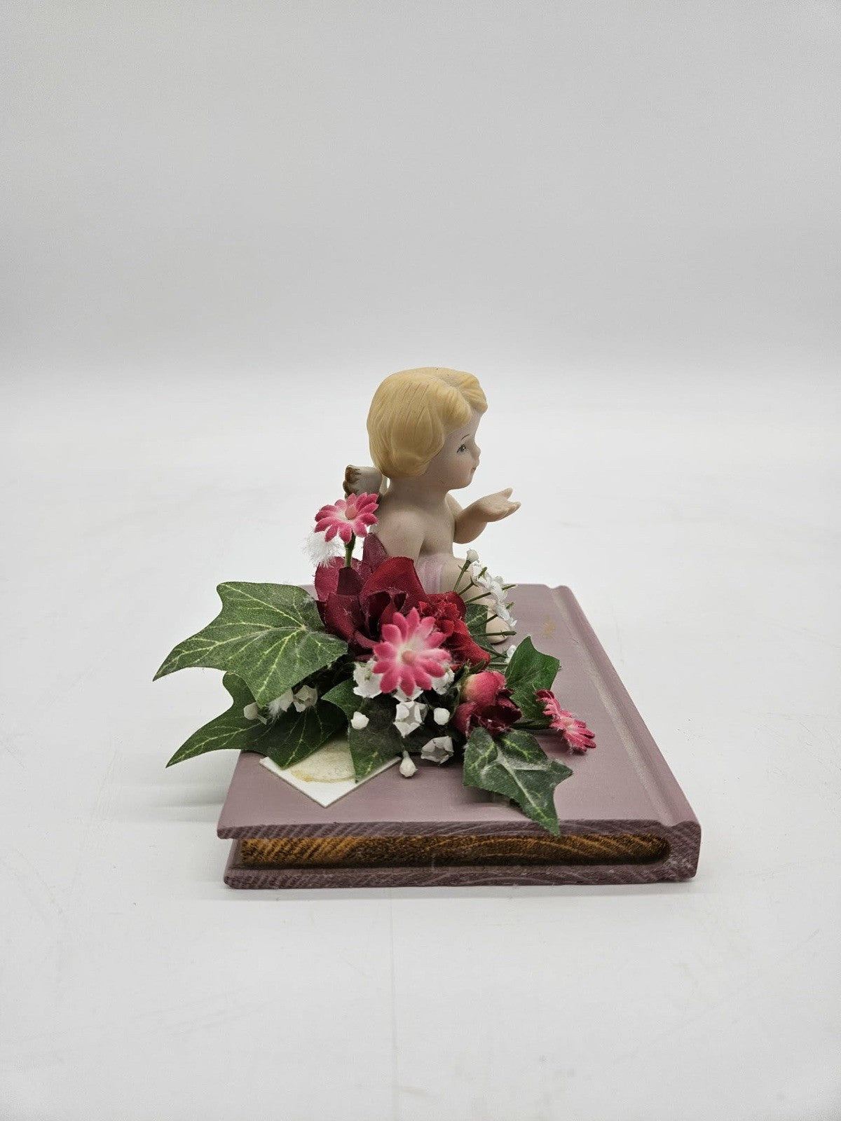 Vintage Cherub Angel Floral Bookend Figurine