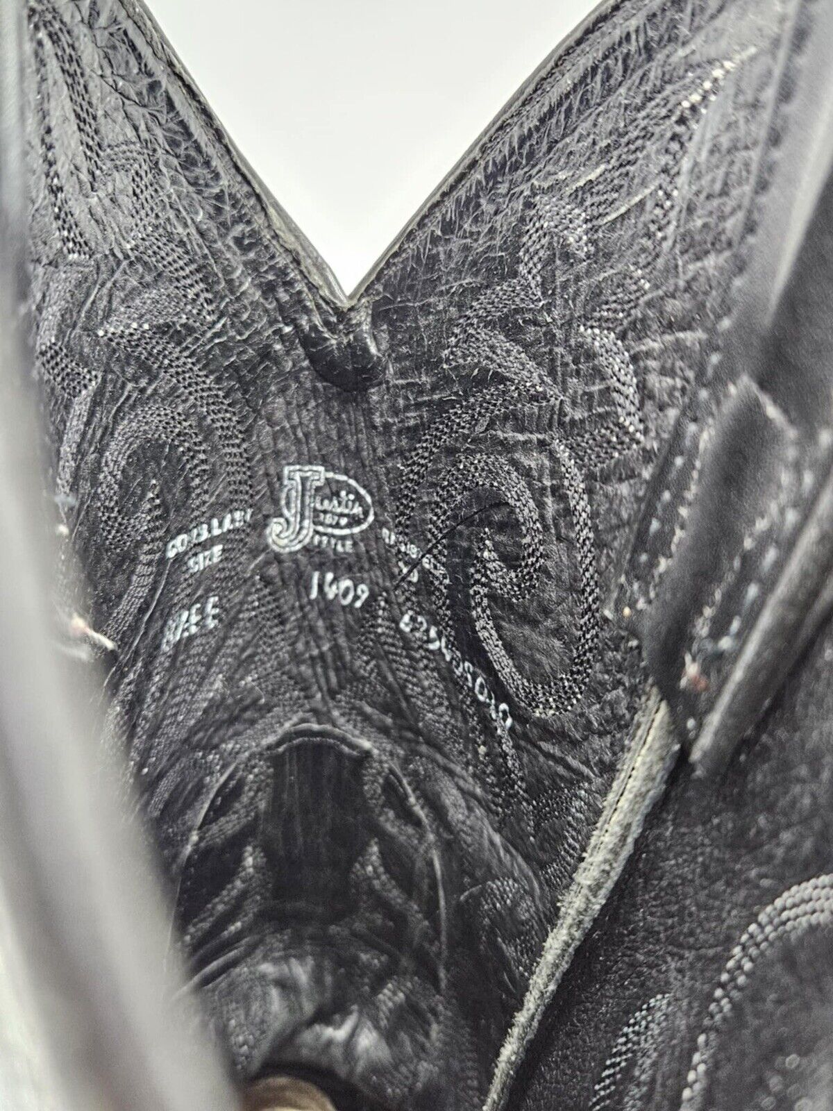 Justin Style 1409 Boots 8.5 EE Men's Western Cowboy Boot Buck Black London Calf