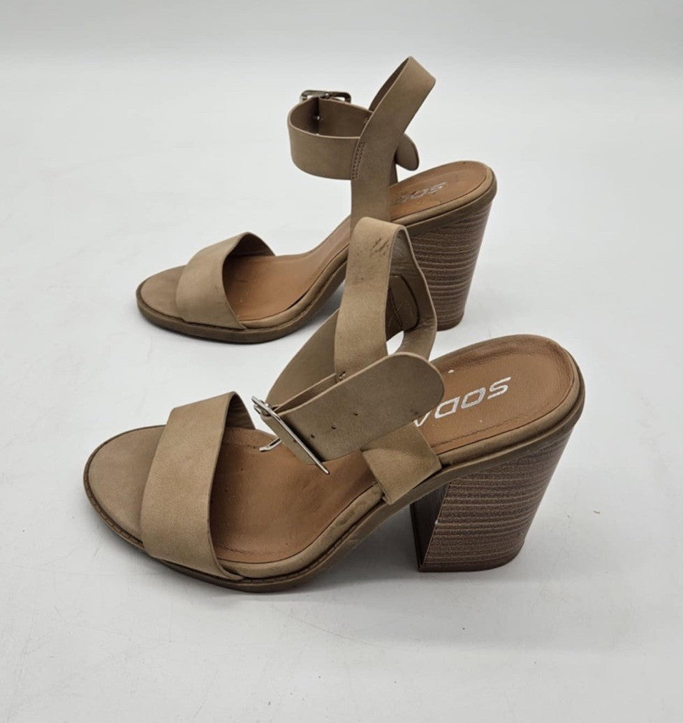 Soda Beige Strapped High Heeled Sandal ~ Sz 7.5
