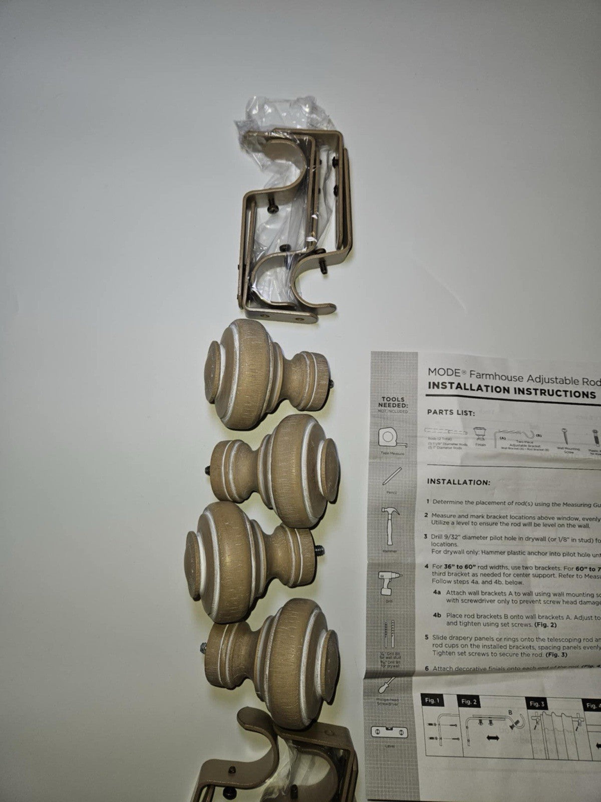 New Adjustable Curtain Rod Set – Wood Finish