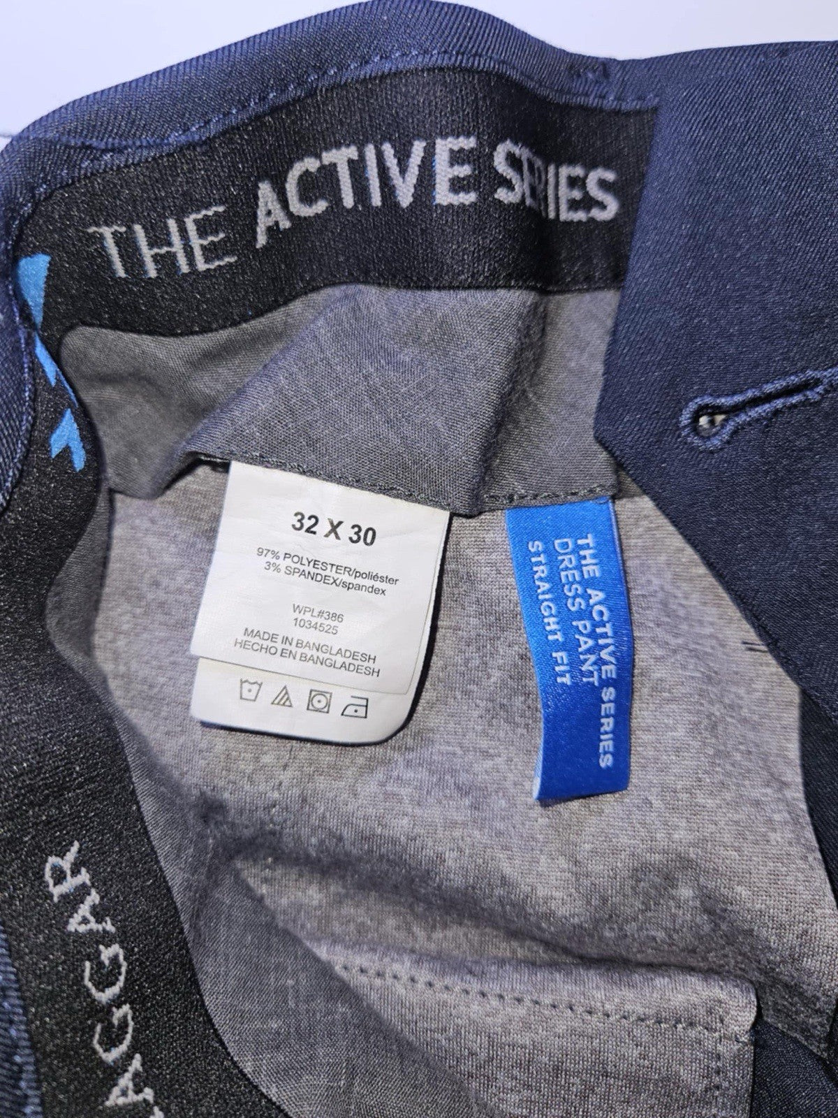 haggar mens ACTIVE pants PREMIUM stretch flat dress pants sz: 32Wx30L-blue