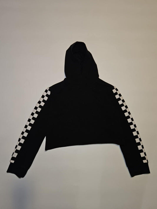 Girls black and white Tik Tok Check Hoodie