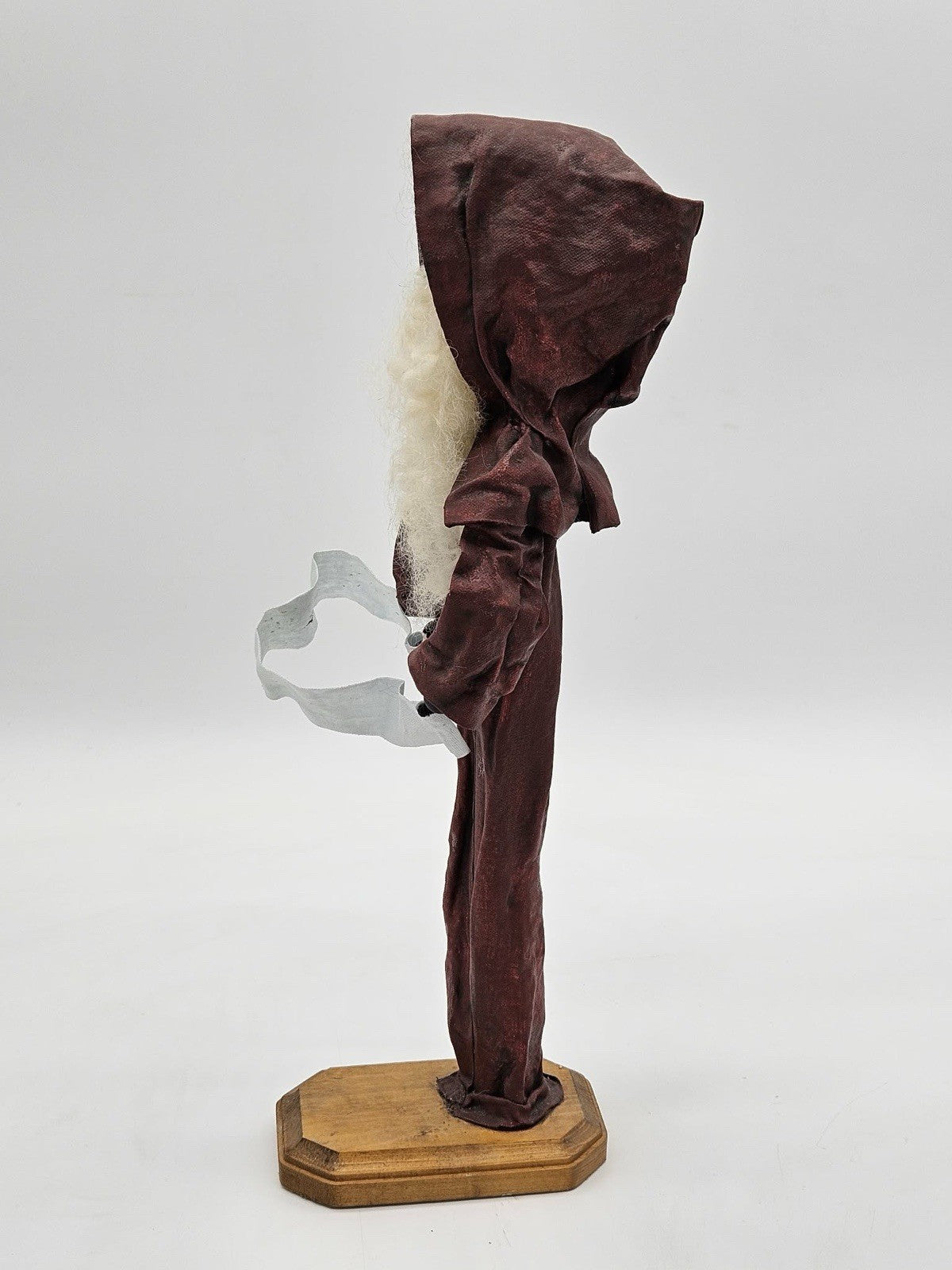 Hooded Monk Wizard Santa Figurine Holding Scroll Gothic Medieval Decor