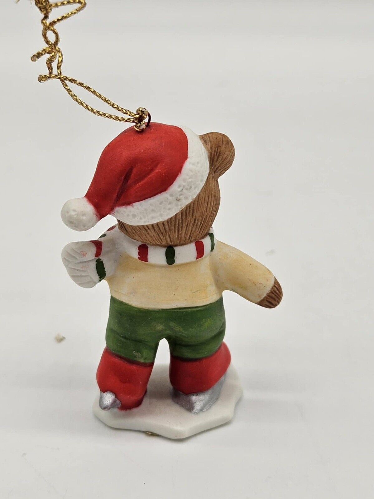 Vintage Pair Homco Bear Christmas Ornaments Skater Skier 5513 Home Interiors