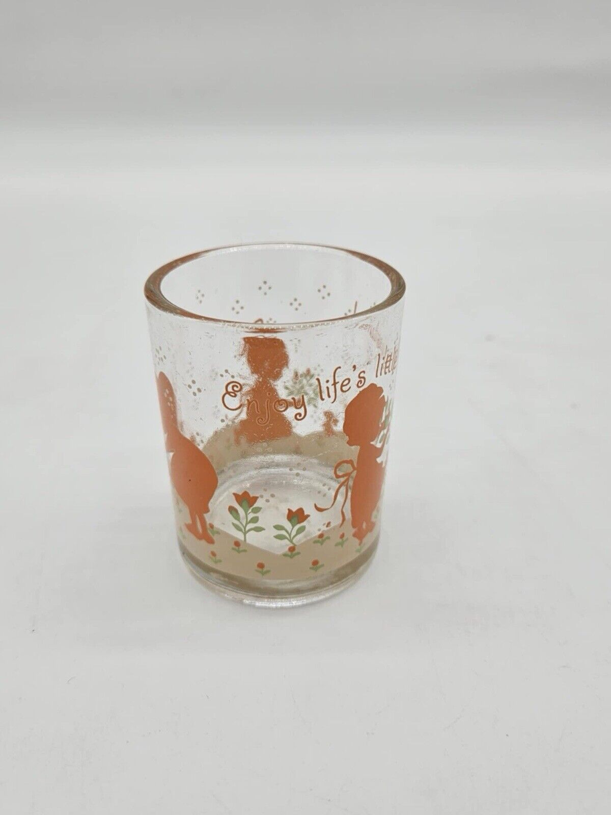 Vintage Candle Holder Silhouette Children "Enjoy Life’s Little Pleasures"
