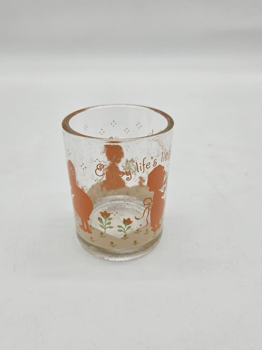 Vintage Candle Holder Silhouette Children "Enjoy Life’s Little Pleasures"