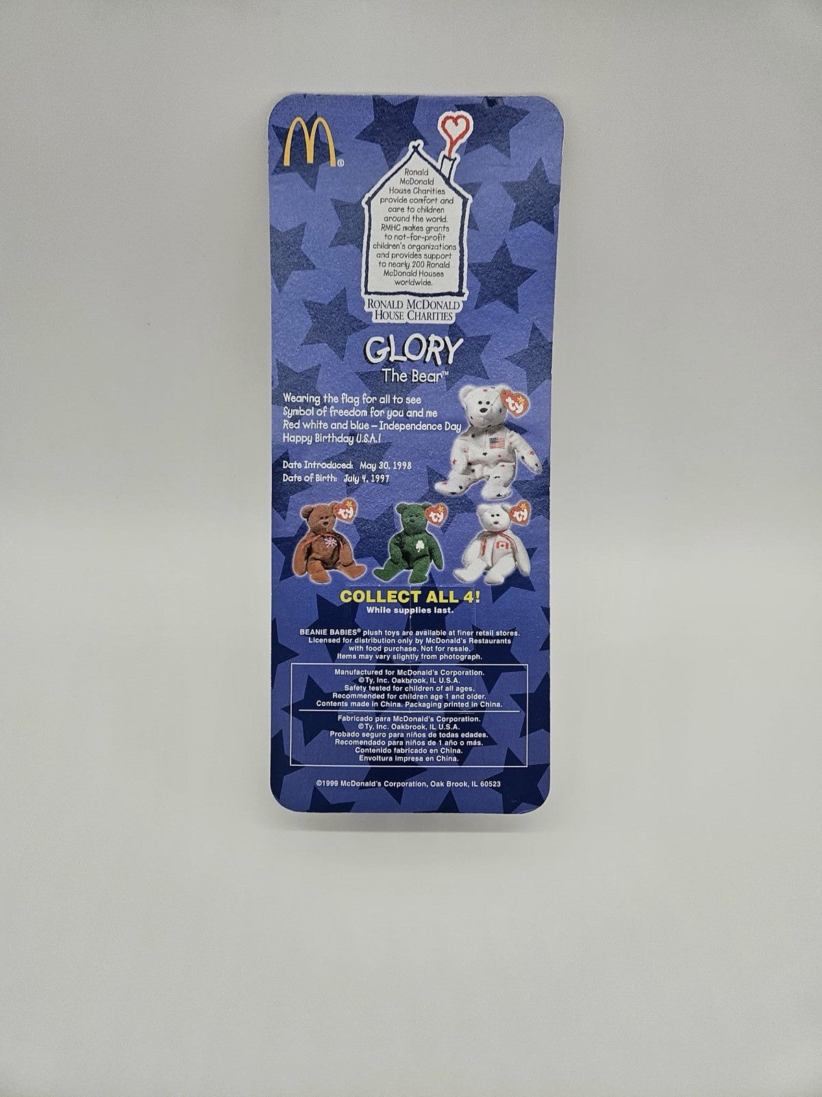 Ty Beanie Baby Glory the Bear 1998 McDonald’s Teenie Beanie Babies NIP Sealed