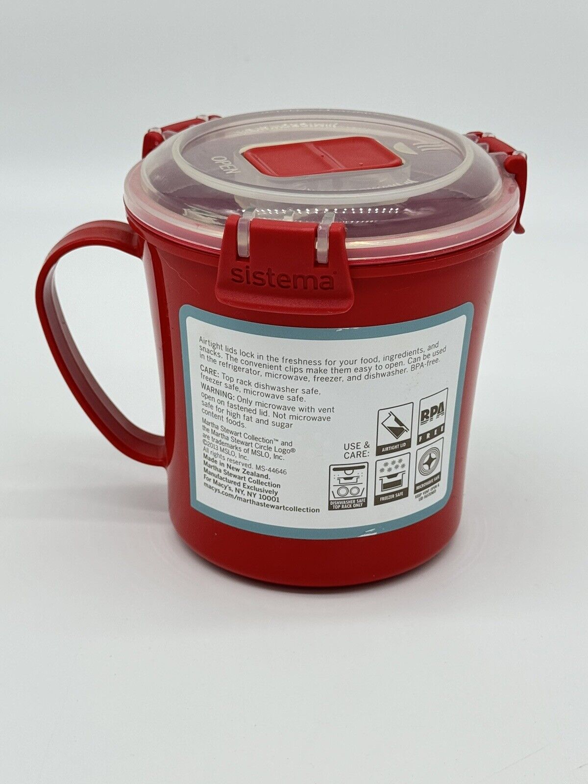 Microwaveable Red Soup Mug With Airtight Latching Lid Ideal For Work & Travel