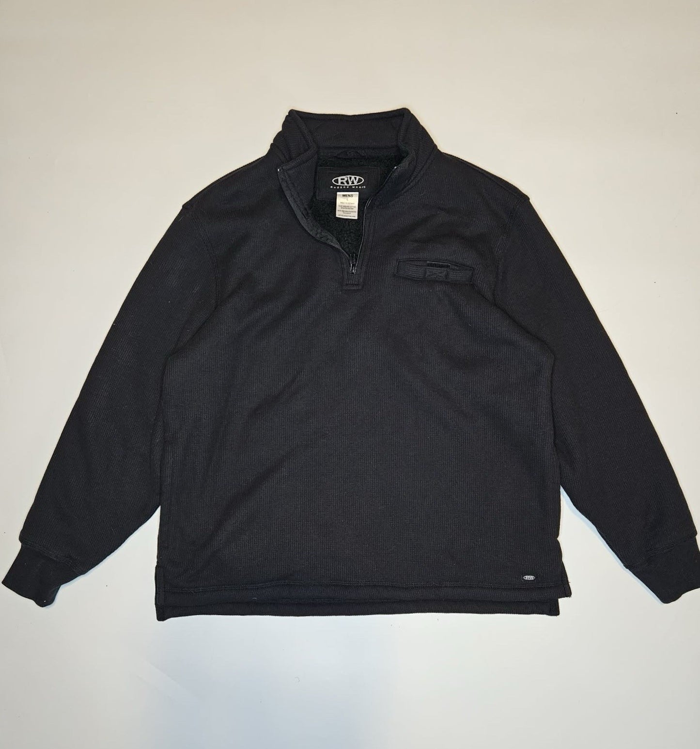 Men’s RWD Rugged Wear Black Quarter Zip Fleece Pullover Size L
