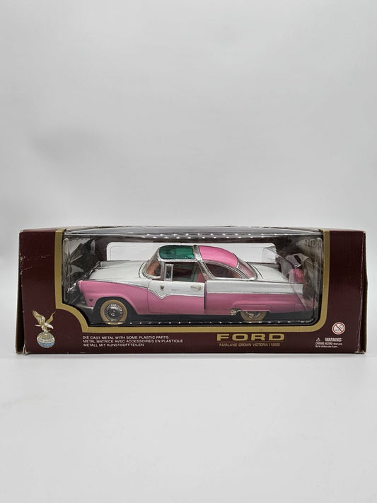 Road Legends 1/18 Diecast Pink & White 1955 Ford Fairlane Crown Victoria #92138