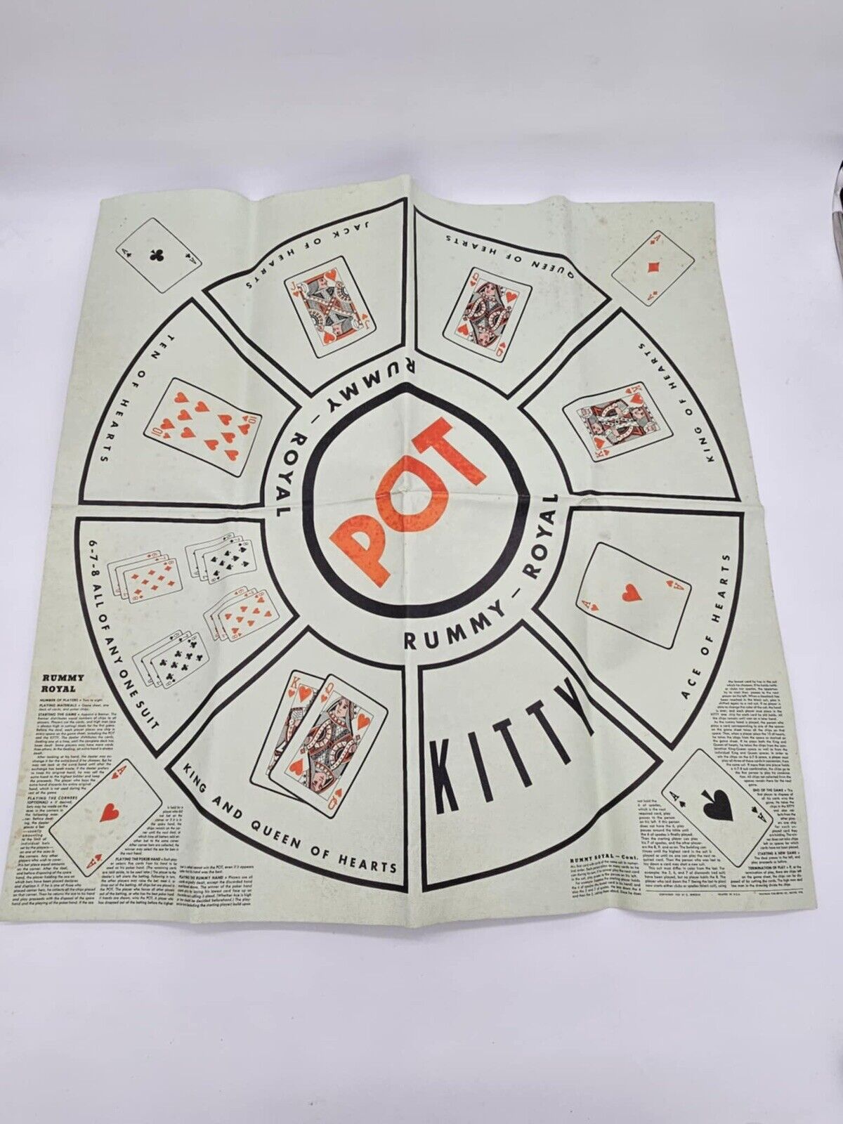 Vintage 1960's Whitman Publishing Company Rummy Royal Mat Game Sheet in Box 4713